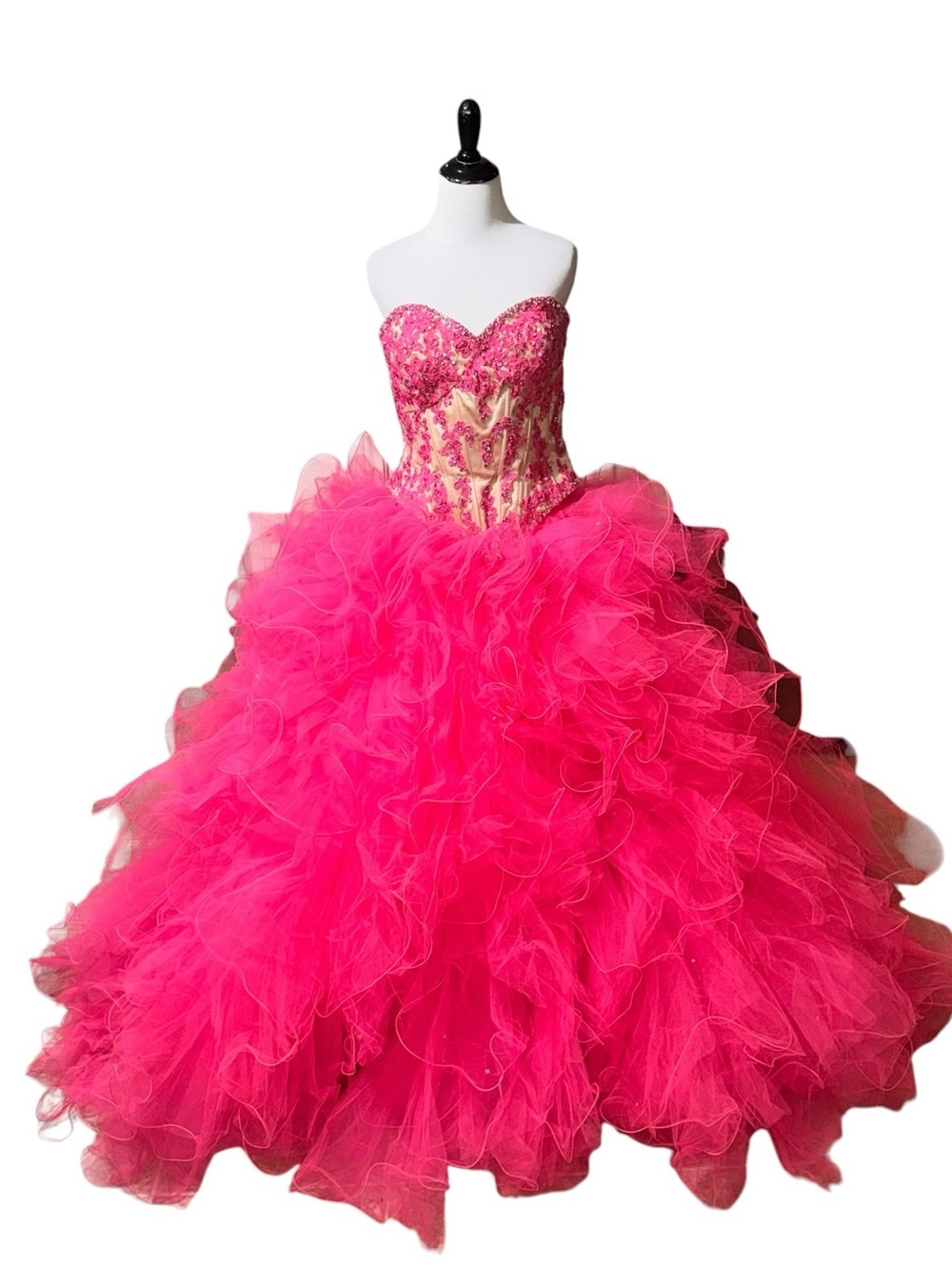 Mori Lee Girl’s Size 16 Quinceañera Dress Tulle Embroidered Strapless Pink